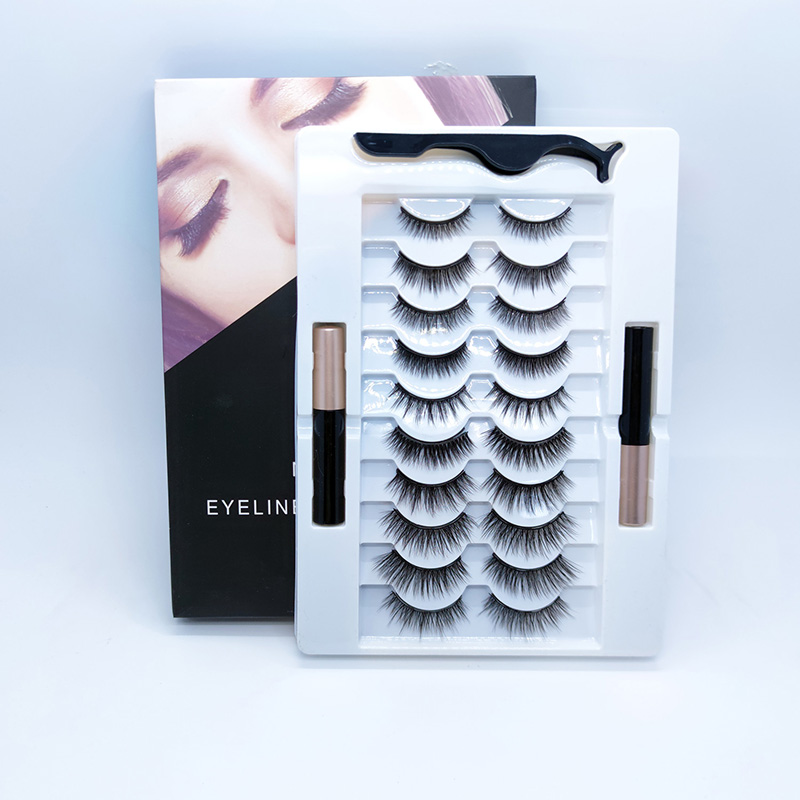 6D Magnetic Eyelashes Eyeliner Kit Təbii Görünüşlü 10 cüt paket