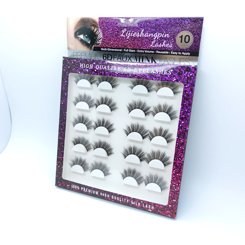 Natural Luxurious silk lashes 100% Handmade 10 Pairs 5D Faux mink lashes - 1 
