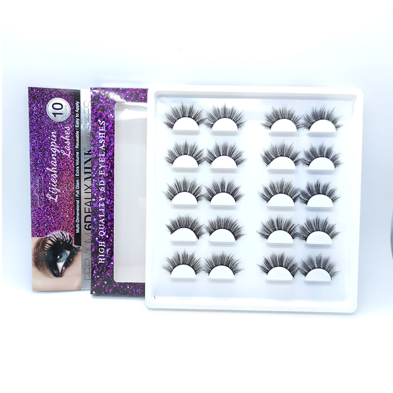 Natural Luxurious silk lashes 100% Handmade 10 Pairs 5D Faux mink lashes - 2 