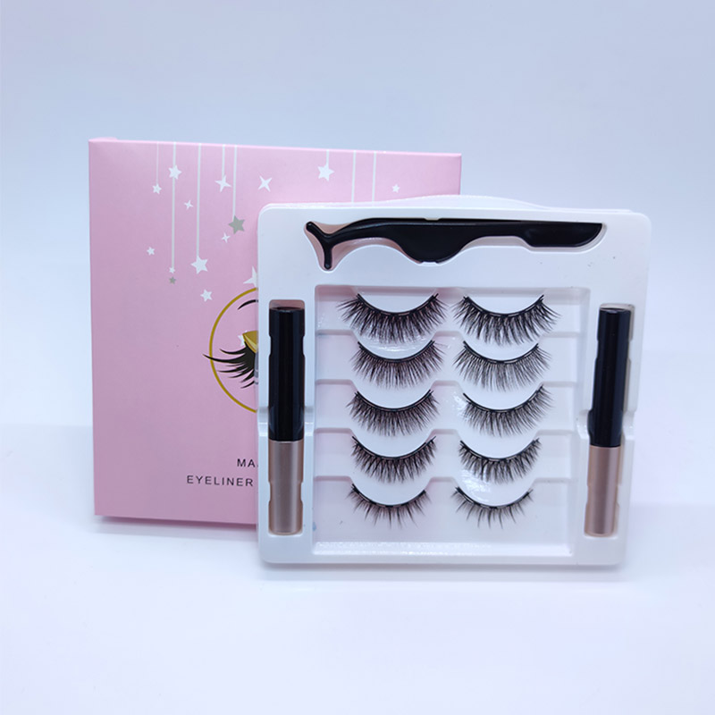Sparkling Magnetic Eyelash Kit na May Eyeliner Kit 5 Pares Ng 5 Iba't Ibang Makeup Looks Lashes