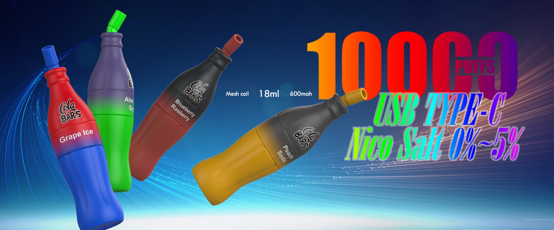 Kertakäyttöiset Vape Cola -patukat 10 000 pullaa