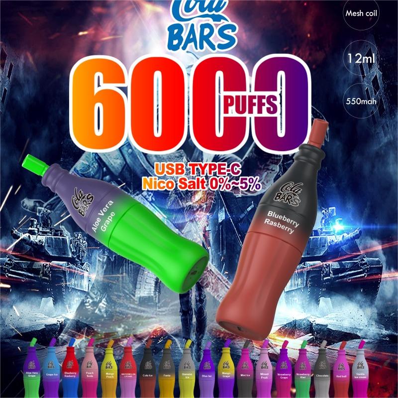 Cola Bars 6000 Puffs kertakäyttöinen vape-laite