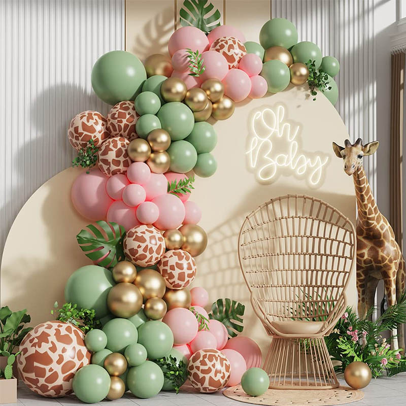 Animal Print Pink Sage Green Jungle Balloon garland Arch set