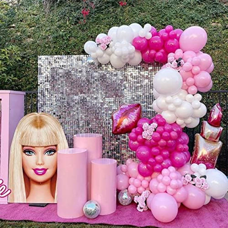Komplet lokov z verižico v temi Barbie Pink