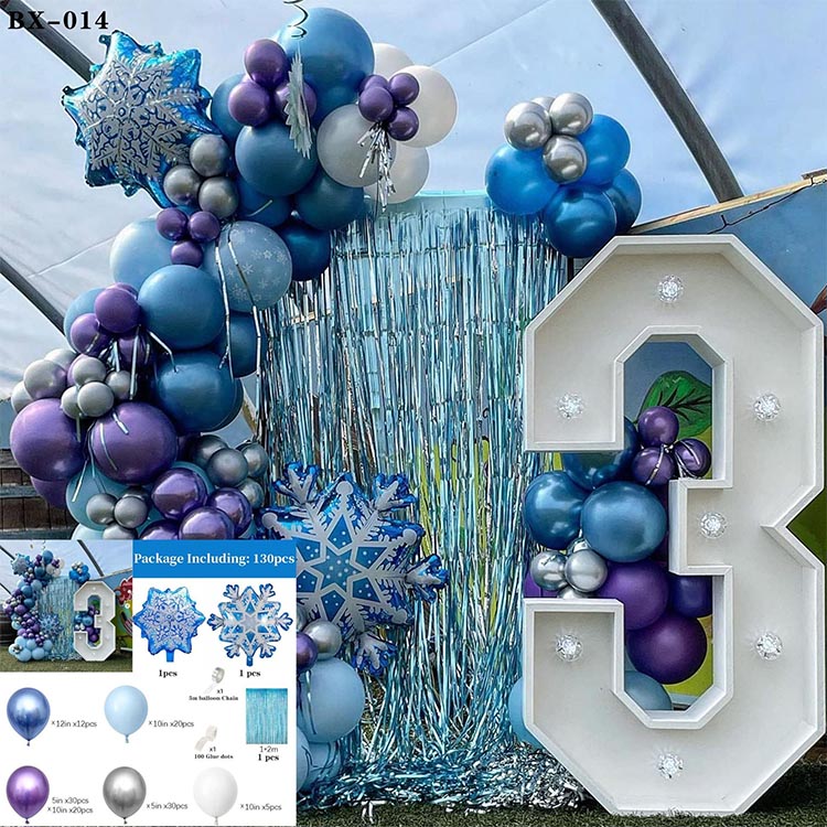 Blauw en paars metallic ballonnen boogslingerset - 4