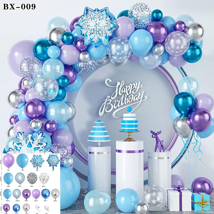 Blauw en paars metallic ballonnen boogslingerset - 5