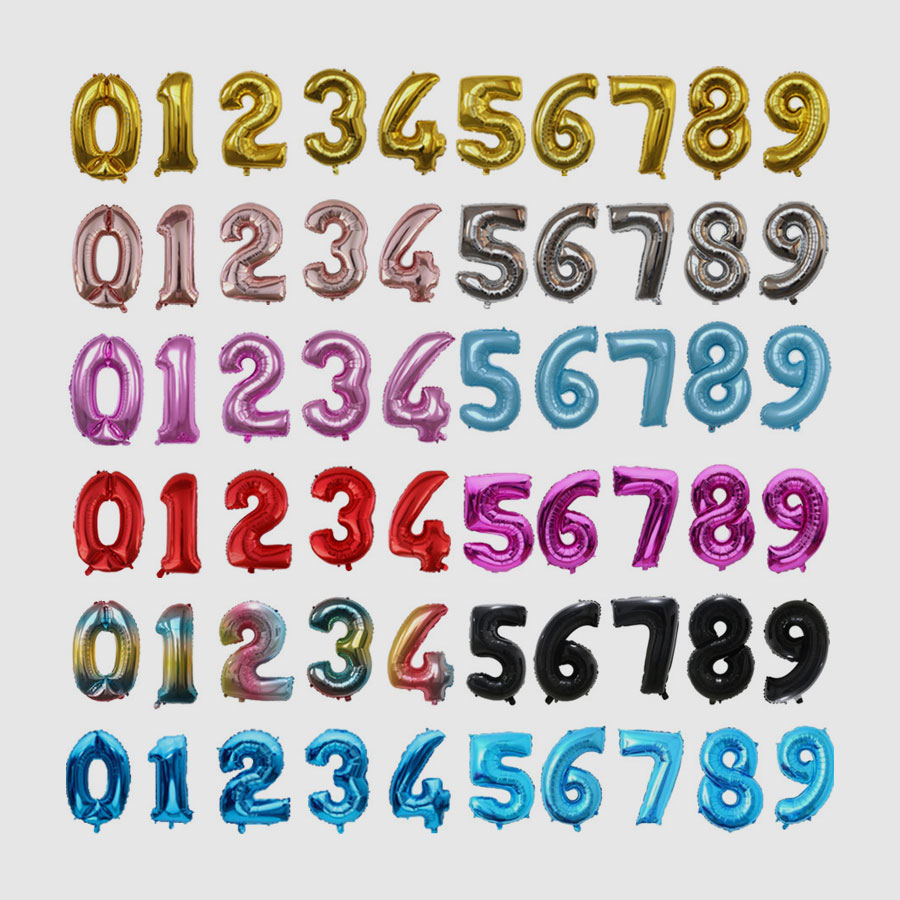 Globos con números metalizados