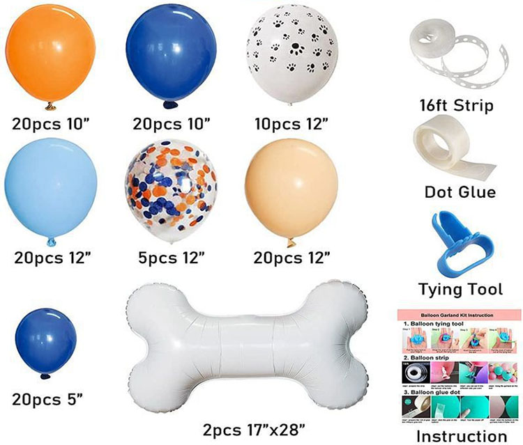 Pet birthday theme balloon arch kit