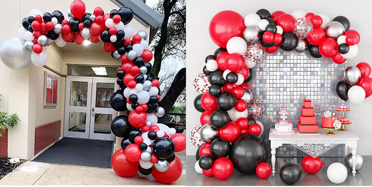 Black and Red Balloon Arch Garland