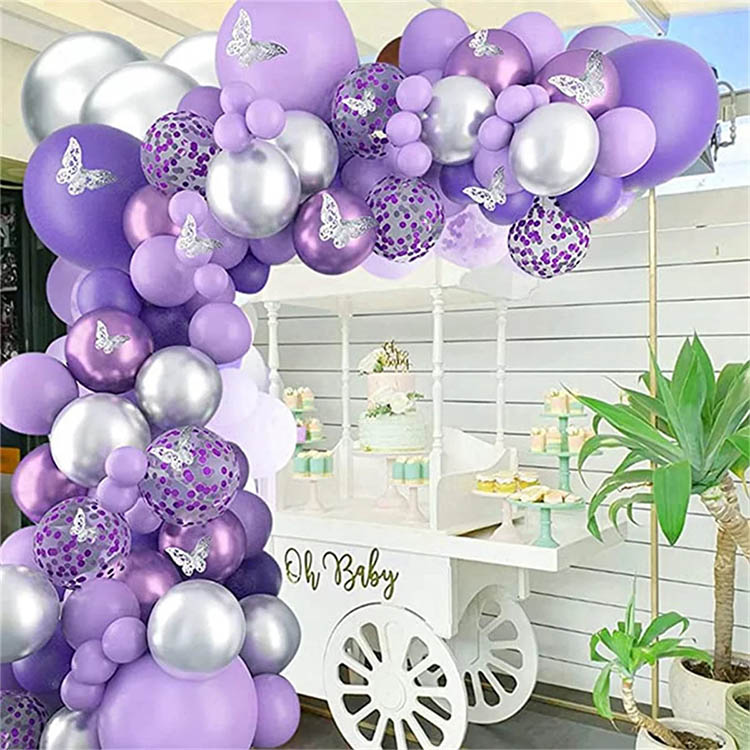 Purple Balloon Butterfly Garland Kit
