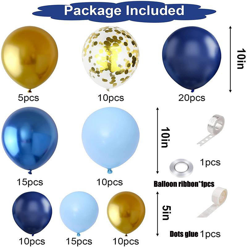 Blue Metallic Balloons Garland Gold Confetti Balloon Arch