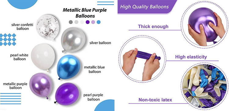 Blue and Purple Metallic Balloons Arch Garland Kit