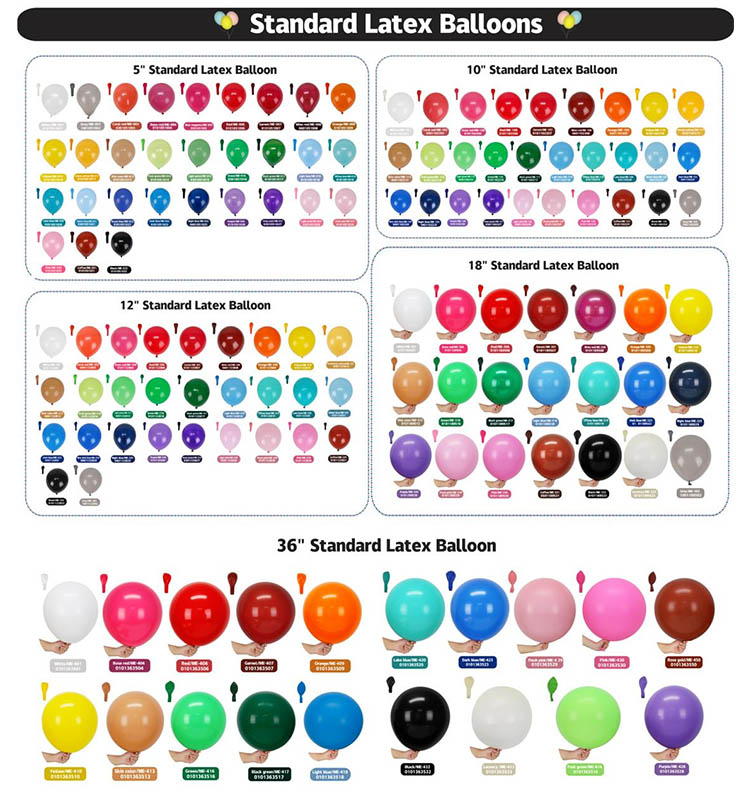 Latex Balloon Color Card