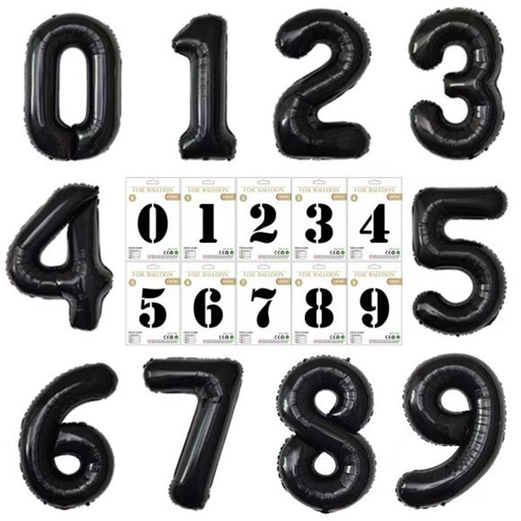 Black number balloons