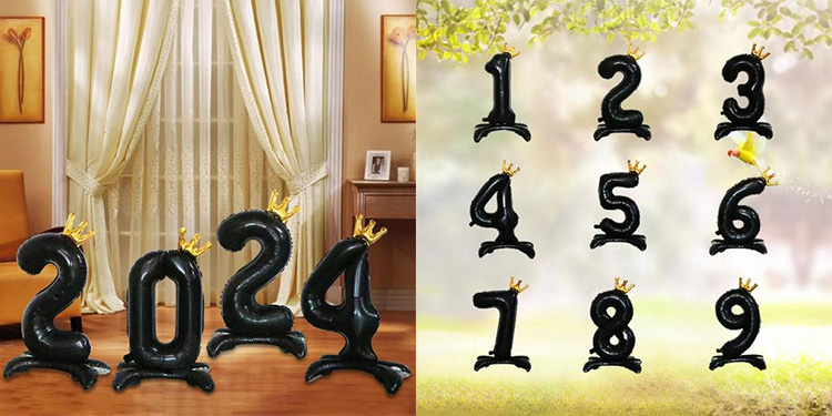 Black number balloons