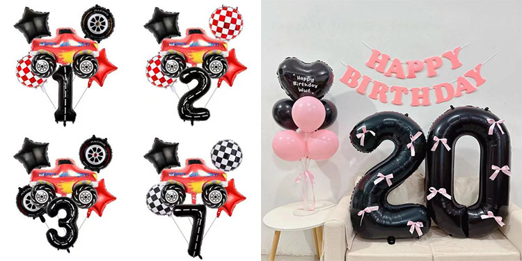 Black number balloons