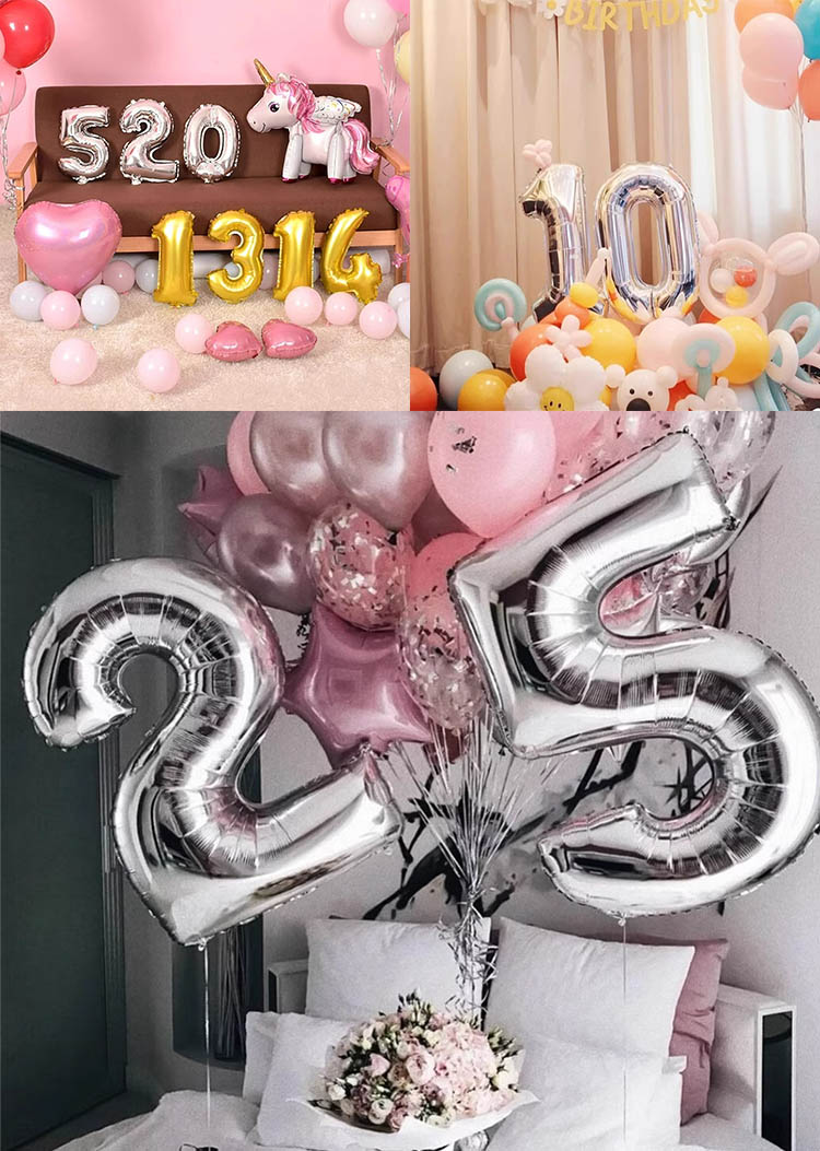 Silver Number Balloons