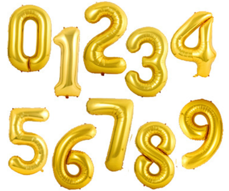 yellow number foil balloons