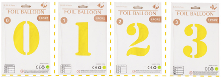 yellow number foil balloons