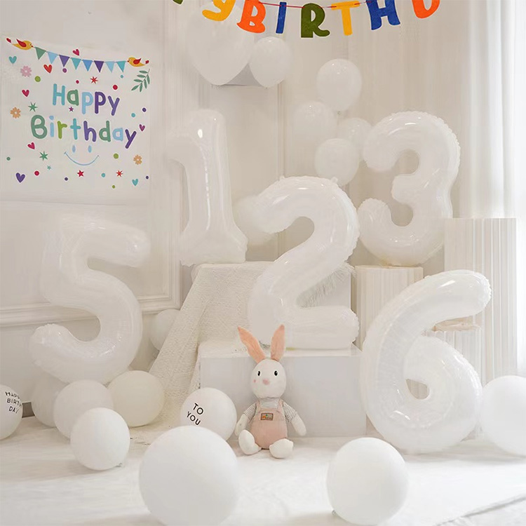 white foil balloons