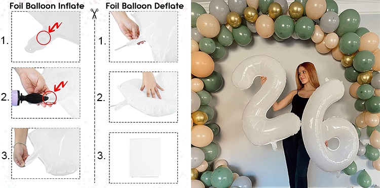 White number foil balloons