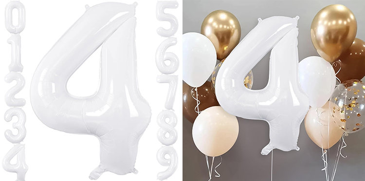 White number foil balloons