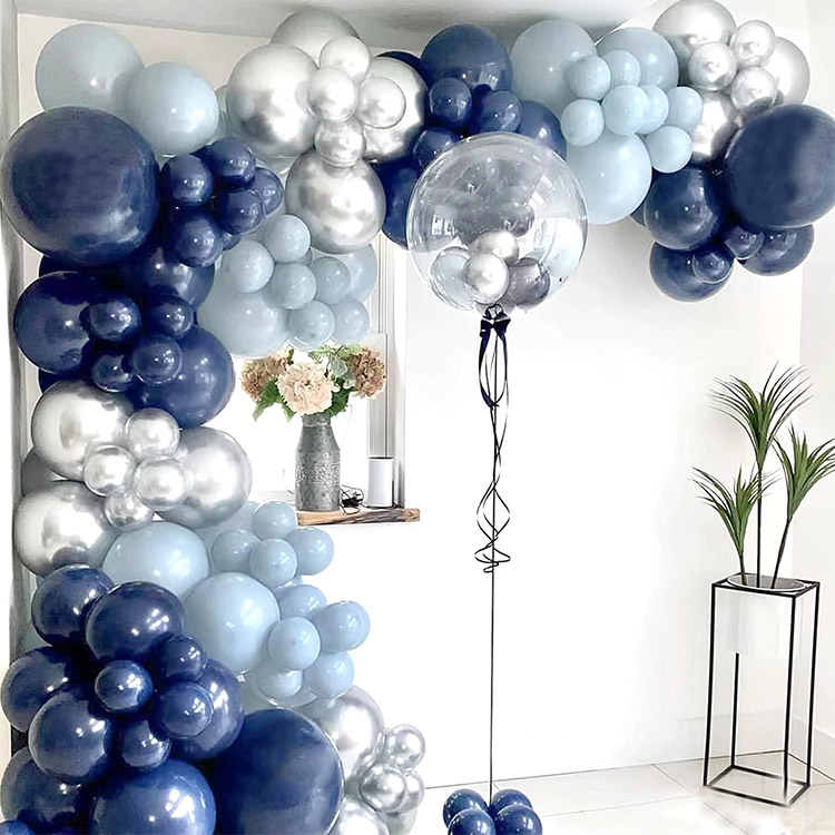Nachtblauwe en ijsblauwe ballonnen slingerset - 0