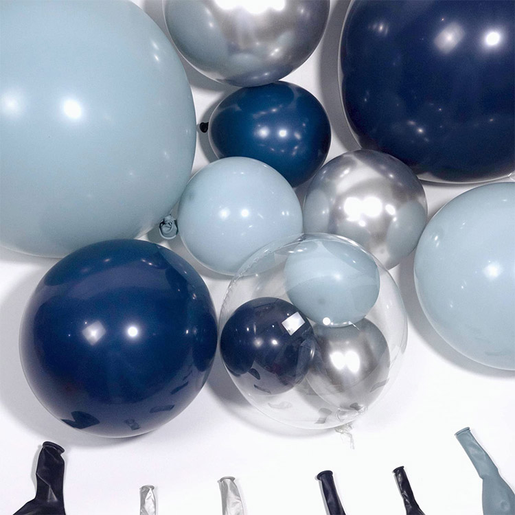 Nachtblauwe en ijsblauwe ballonnen slingerset - 1