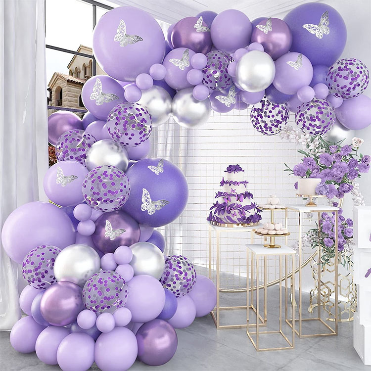 Kit Guirlande Papillon Ballon Violet