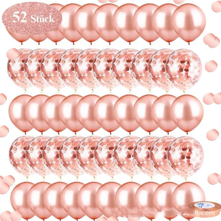 Set de baloane cu paiete perle din aur roz