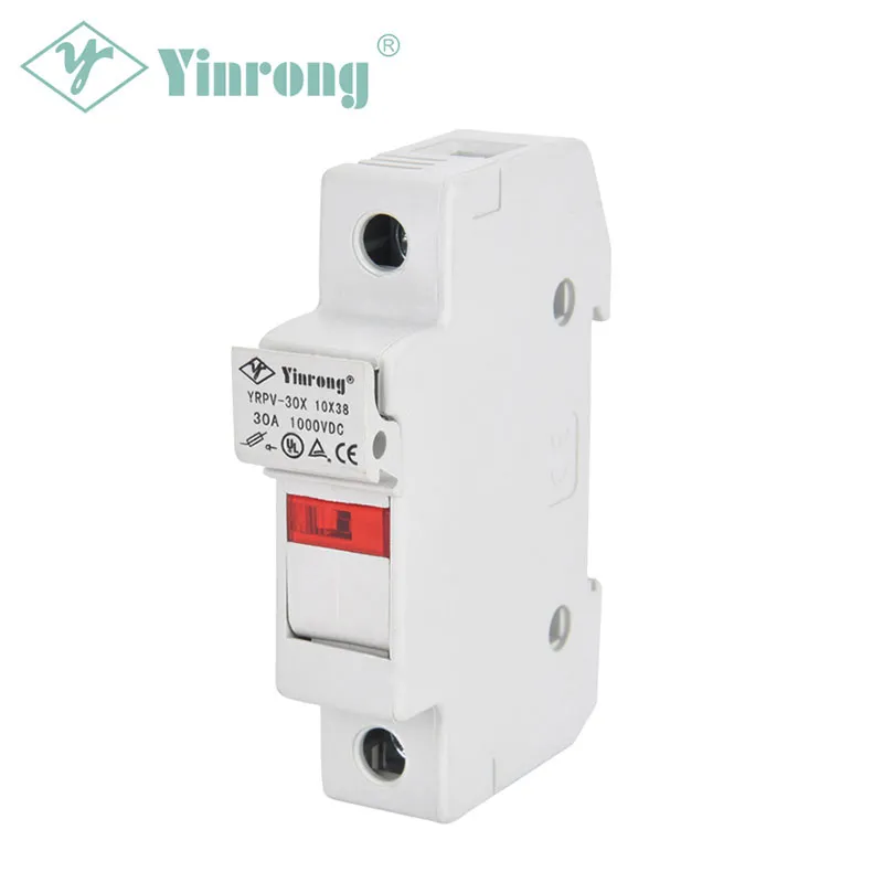 1000VDC 30A 10×38mm Solar PV DIN Rail Fuse Holder with Indicator Light