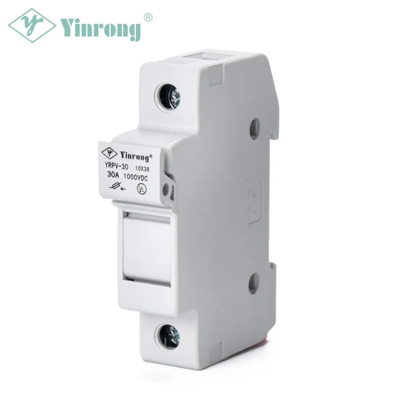 Dudukan Sekering Rel DIN PV Surya 1000VDC 30A 10×38mm