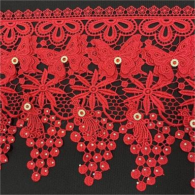 3D with gemstone Polyester lace