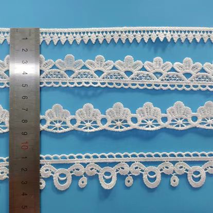 3cm white milk silk, polyester water soluble embroidery lace trim