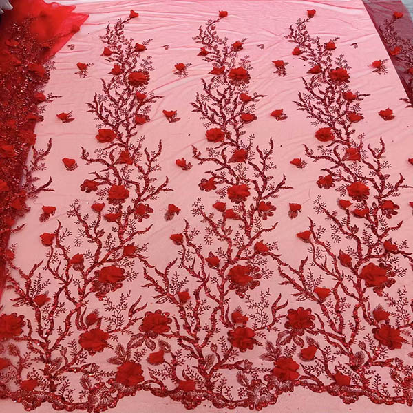 3D Embroidered Applique Flower Embroidery Tulle Fabric
