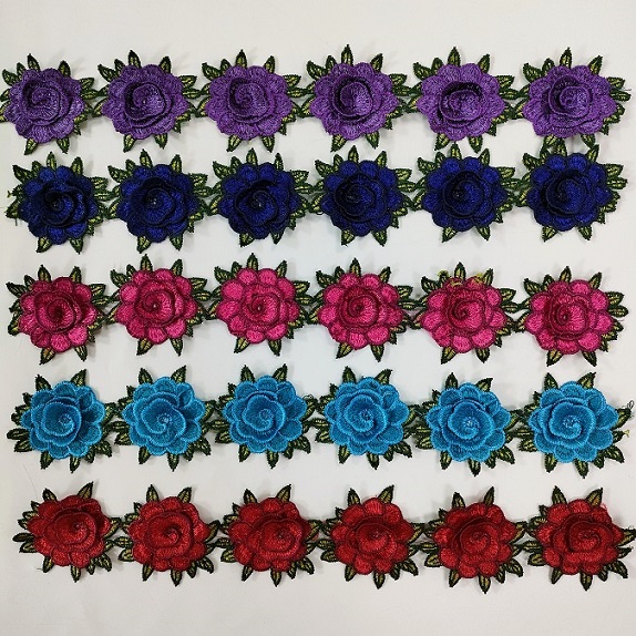 Kemasan renda bunga dua warna poliester 3d