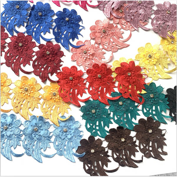 3D Flower Lace with Rhinestone