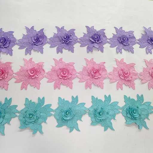 3D beaded flower lace