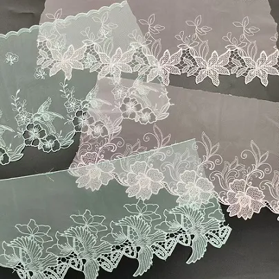 Guatemalan cutout polyester mesh lace