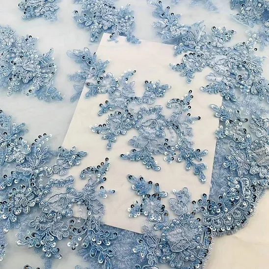 Kualitas tinggi 3D bunga manik-manik kain bordir tekstil dekorasi renda