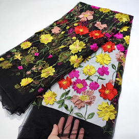3Д чипкана тканина са цветовима од перли