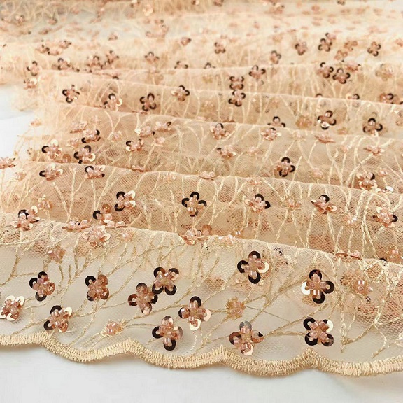 Aukštos kokybės 3D gėlių karoliukų tekstilės siuvinėjimo audinio nėrinių dekoravimas