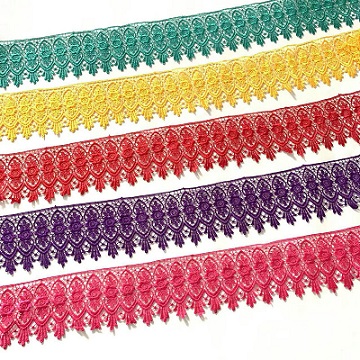 Narrow polyester/cotton/milk silk water-soluble lace