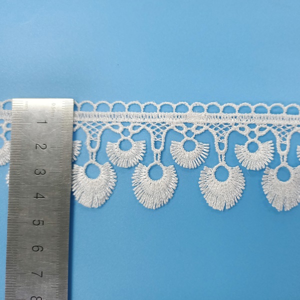 3 cm weiße Milchseide, wasserlöslicher Polyester-Stickspitzenbesatz