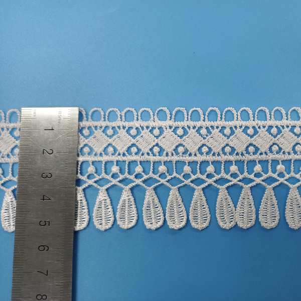 3 cm weiße Milchseide, wasserlöslicher Polyester-Stickspitzenbesatz