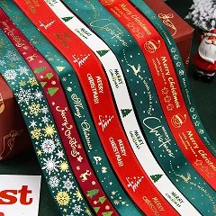 Satin Ribbon Laces Ribbon Para sa Christmas Decor Custom Printed satin christmas ribbon