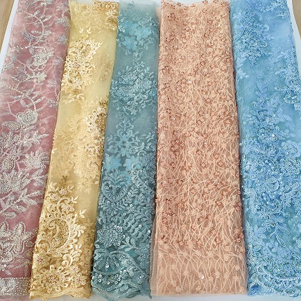 Wedding dress fabric- beaded and sequined