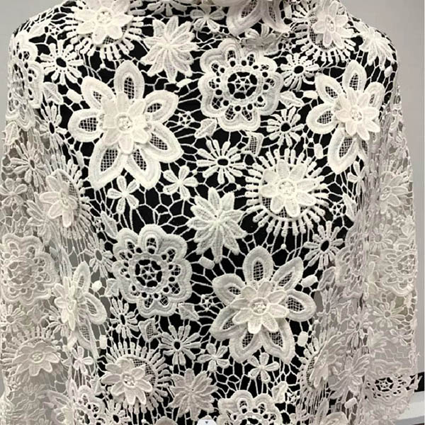 White Hollow Lace Fabric