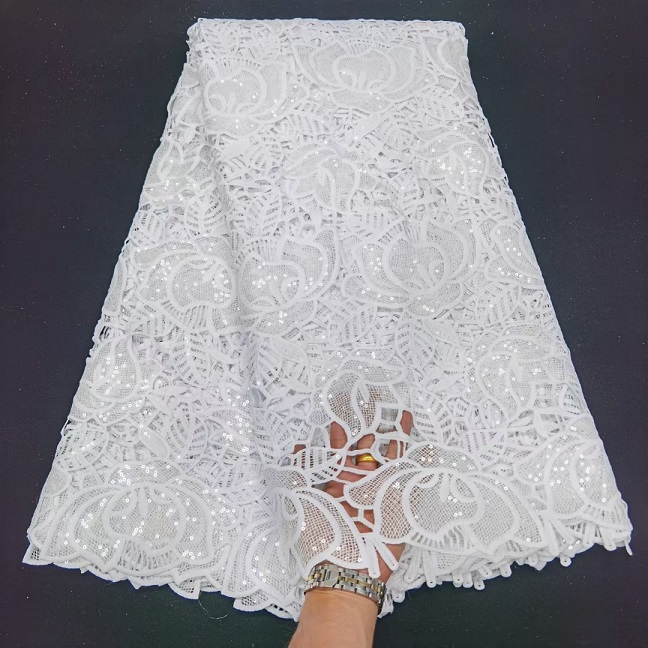 Weißer Paillettenstoff für Hochzeitskleid