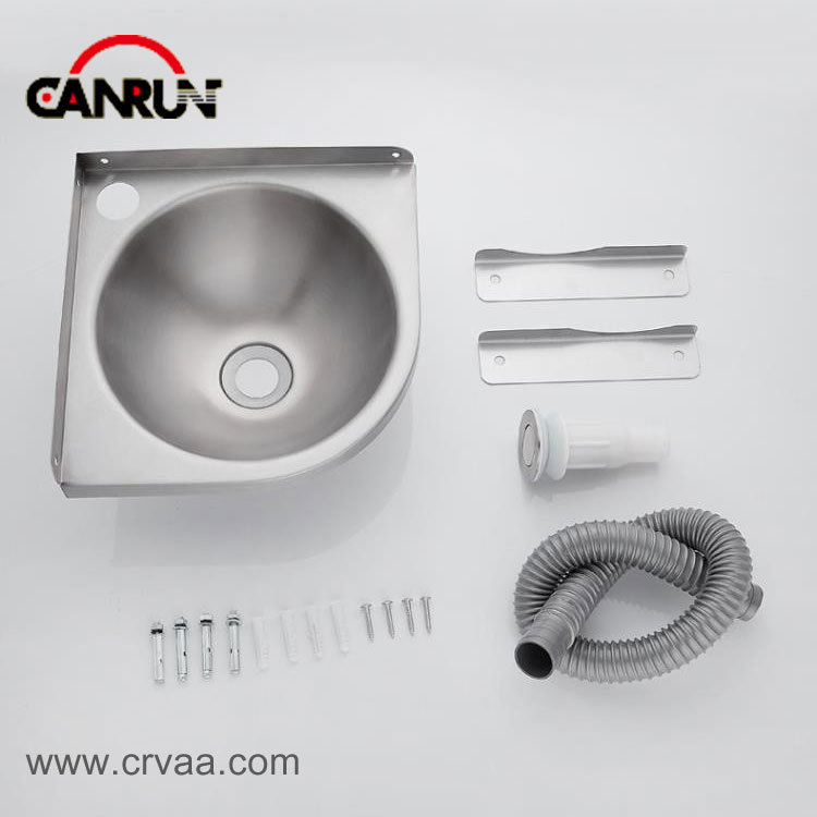 Ъглова кръгла мивка Стенен монтиран умивалник от неръждаема стомана - 1
